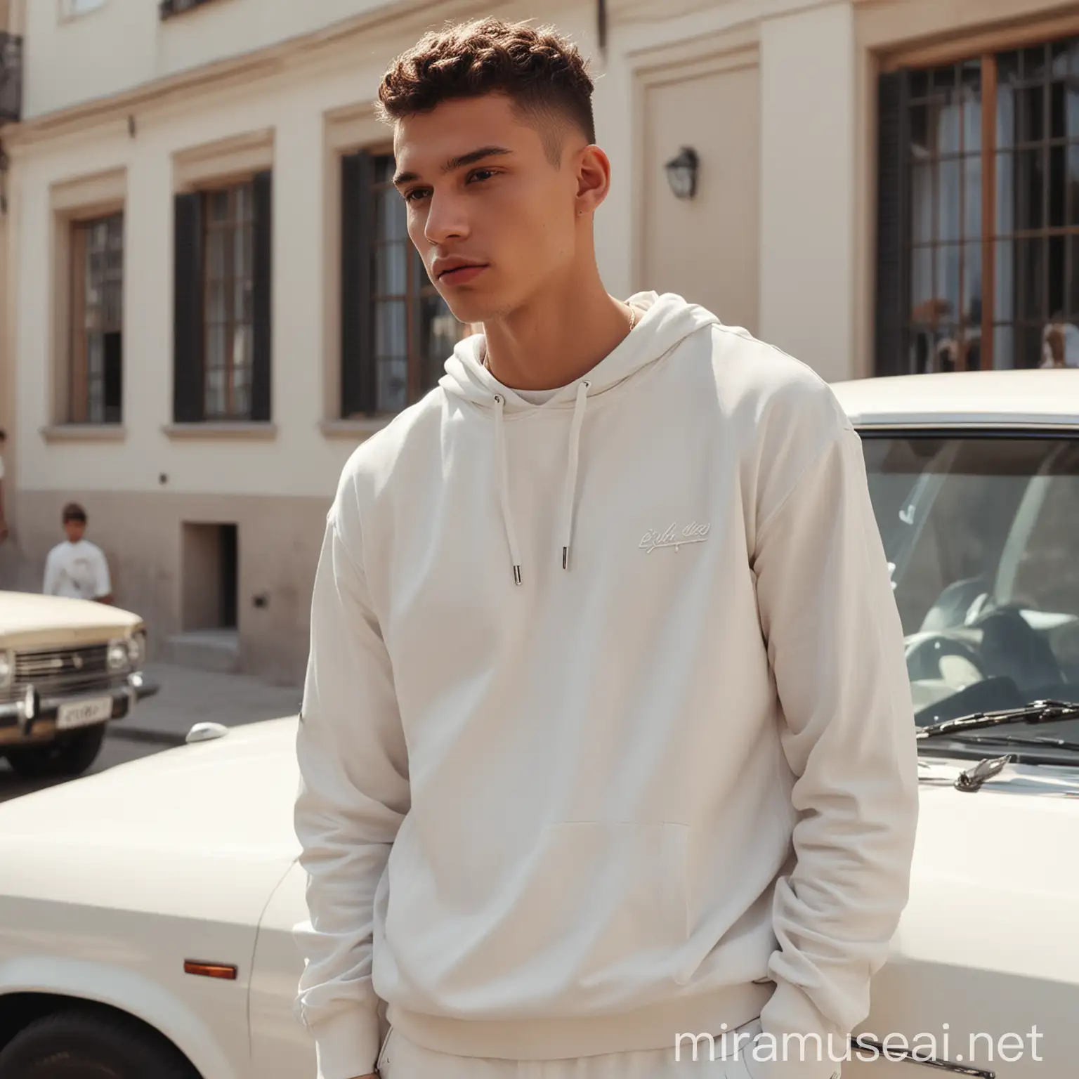 Luxury Streetwear Fashion Models in Summer Collection Photoshoot with Cars