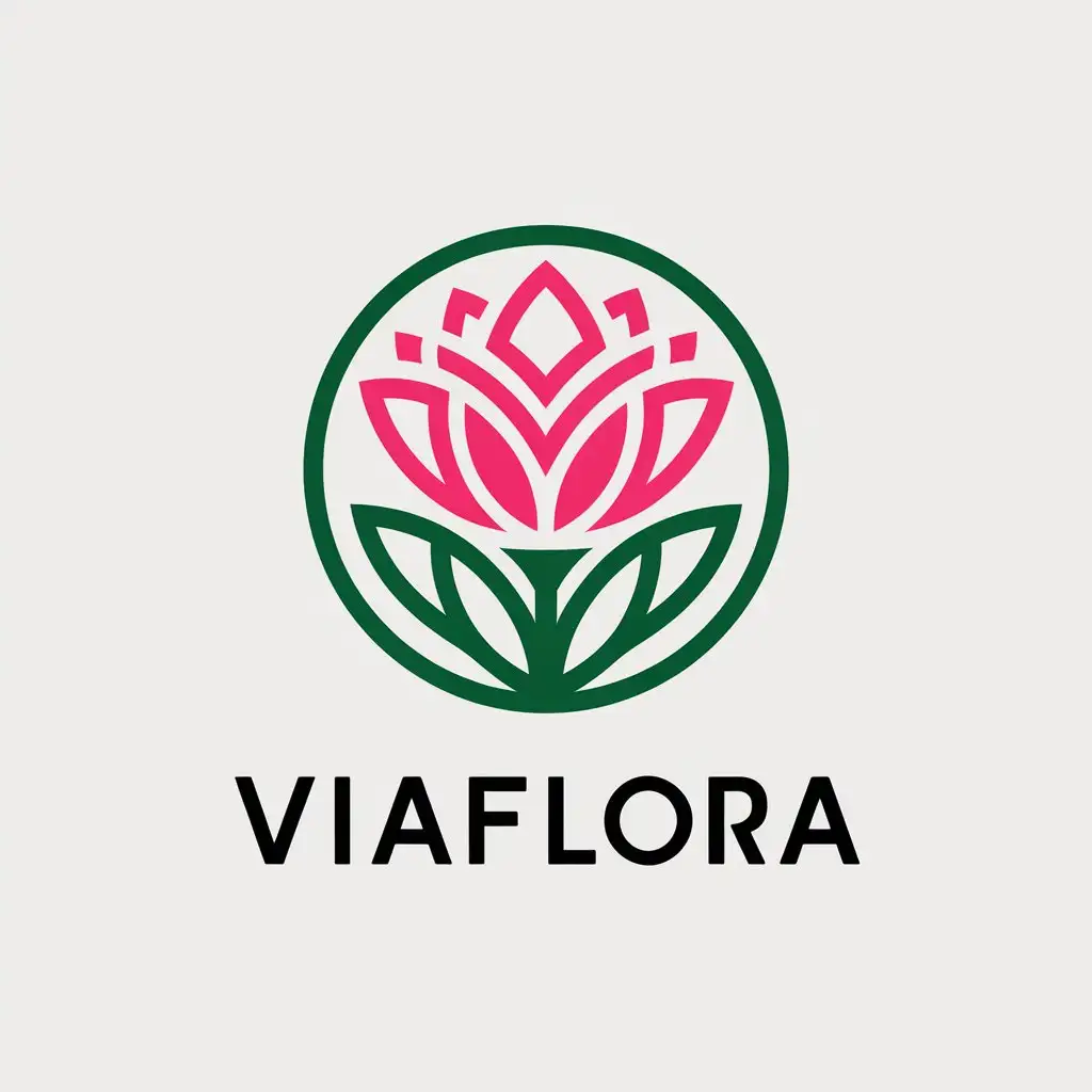 a vector logo design,with the text "ViaFlora", main symbol:Flower,Moderate,be used in Flower Shop industry,clear background