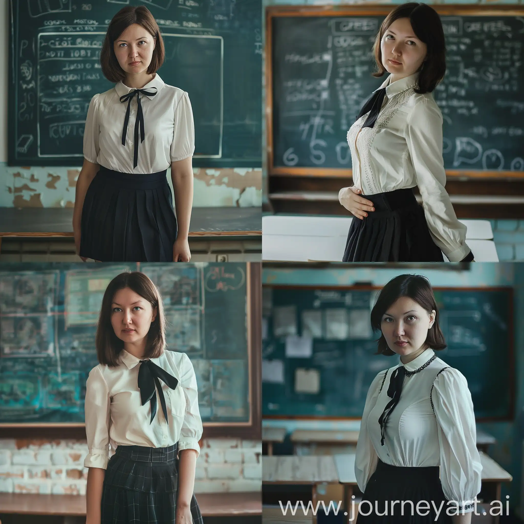 Young-Woman-in-Classroom-with-White-Blouse-and-Black-Skirt