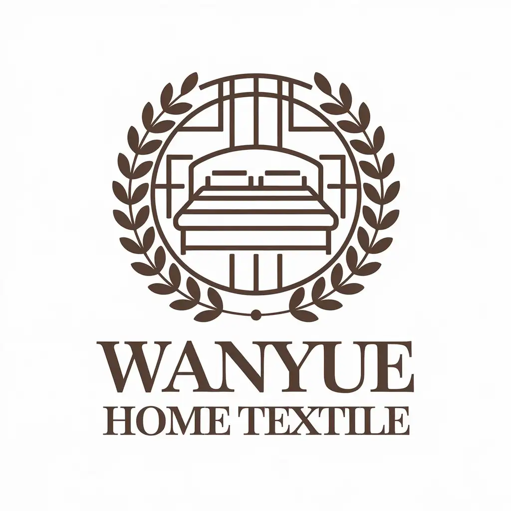 a vector logo design,with the text "Wanyue Home Textile", main symbol:bed,Moderate,be used in home textiles industry,clear background