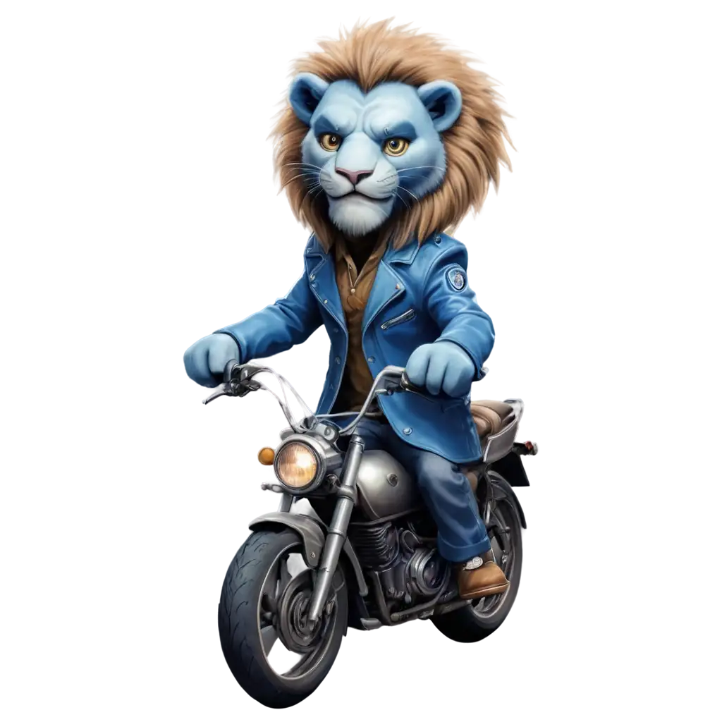 Stunning-Blue-Lion-in-a-Jacket-on-a-Motorcycle-HighQuality-PNG-Image