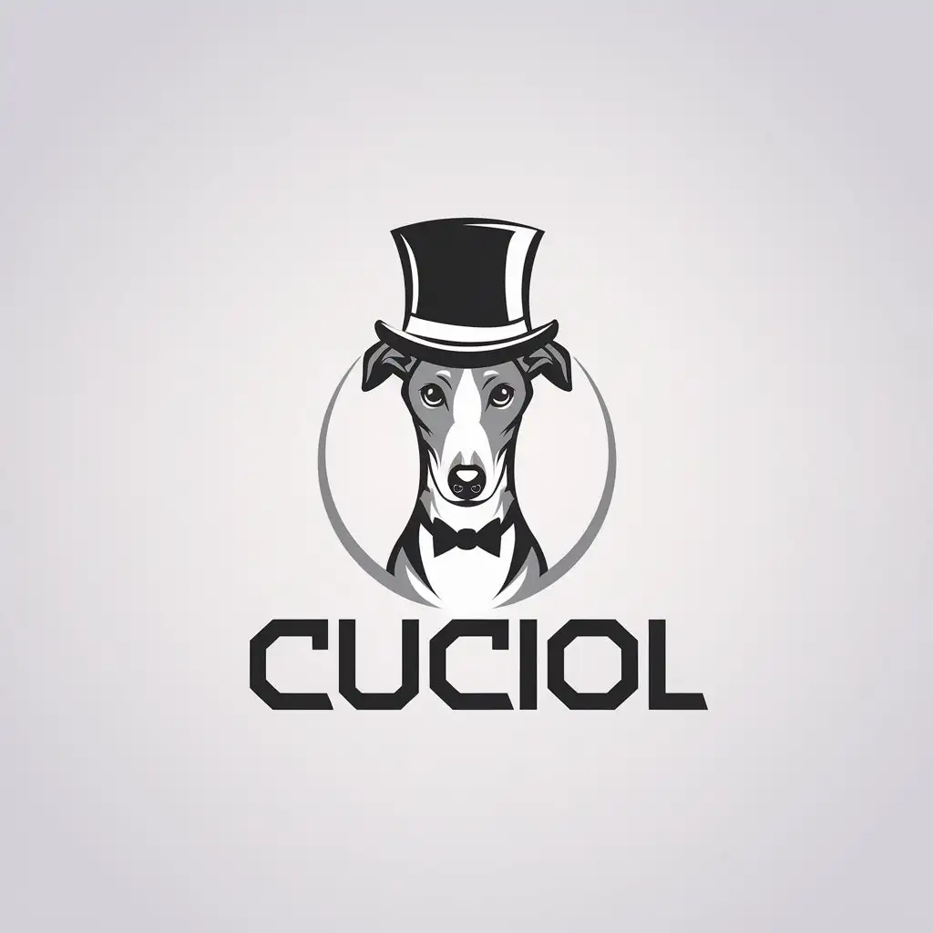 LOGO Design for Cucciolo Italian Greyhound in Top Hat with Minimalistic Style for Retail Industry