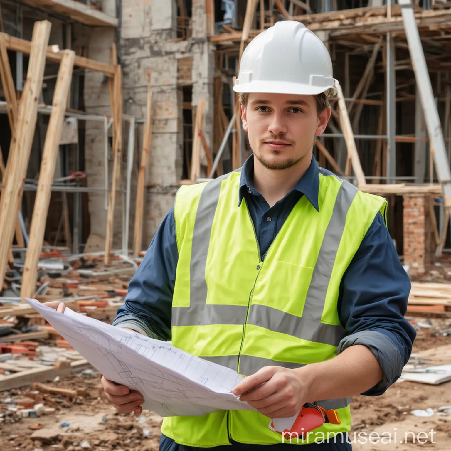 Quantity Surveyor at Work with Construction Plans