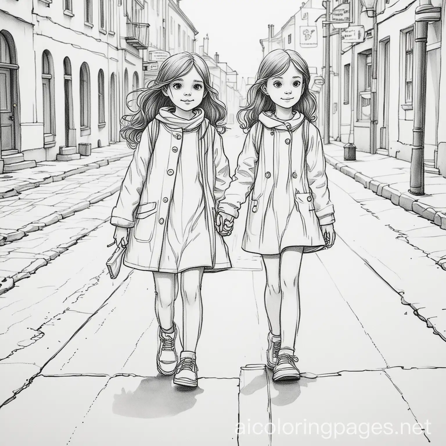 Two-Girls-Walking-Coloring-Page-Black-and-White-Line-Art-for-Kids