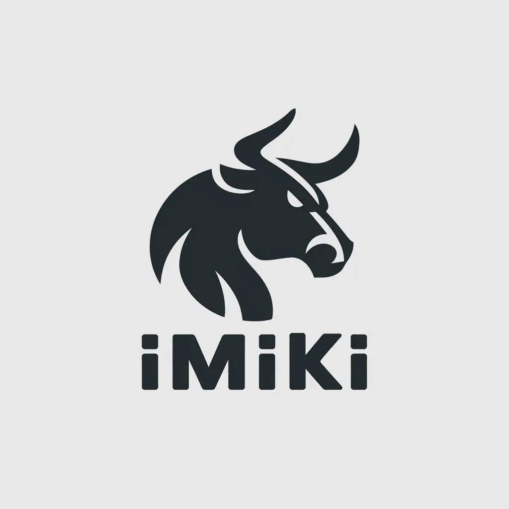 a vector logo design,with the text "imiki", main symbol:head of a bull in profile,Moderate,clear background