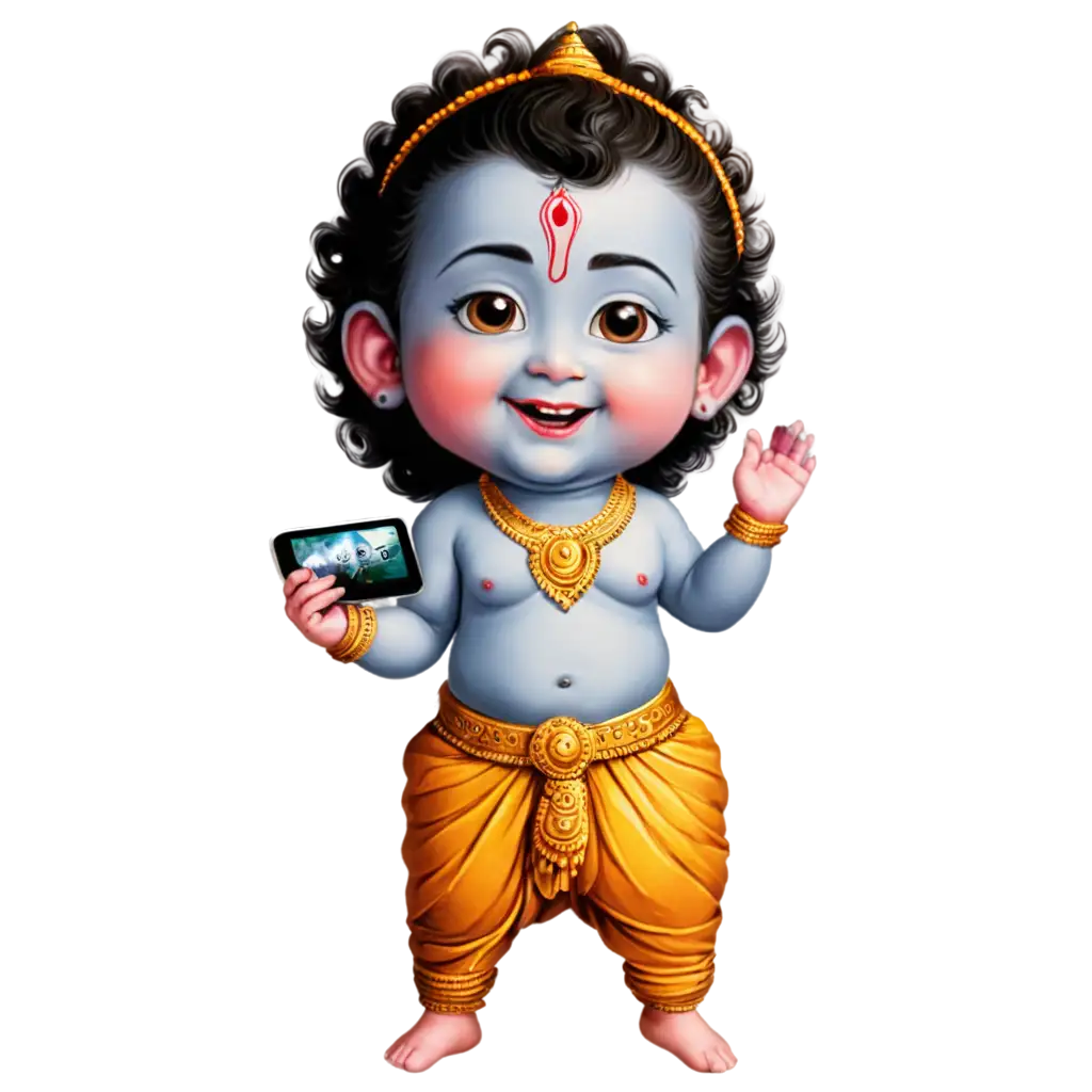 Lord-Baby-Krishna-Happy-Face-Using-WiFi-PNG-Image