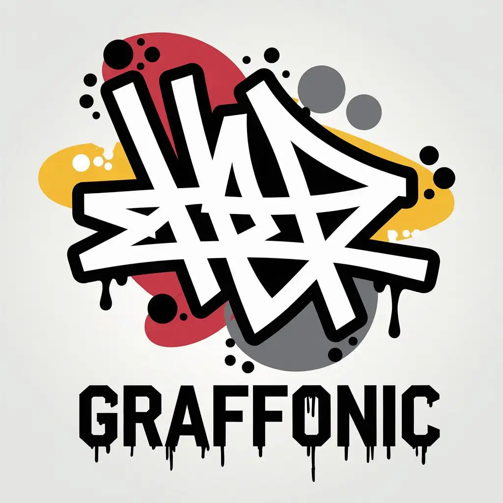 a vector logo design,with the text "Graffonic", main symbol:Description: Combination of graffiti and hip-hop vibrations. This direction of art combines street graffiti and music, where drawings literally 'play' along with the beat. The artist can work on visualizing music through graffiti to create a feeling of movement and sound.,Minimalistic,clear background