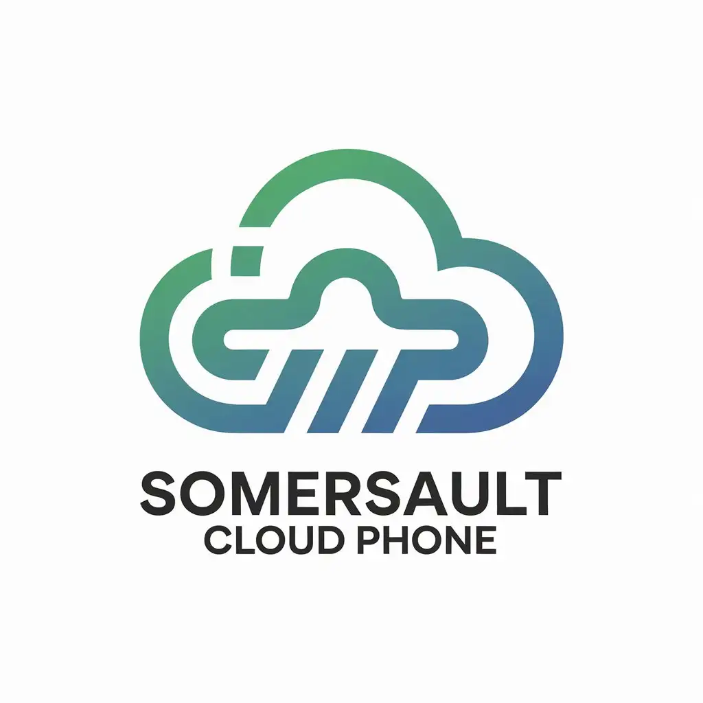 LOGO Design for Somersault Cloud Phone Green Blue with Virtual Mobile Driving Cloud Theme