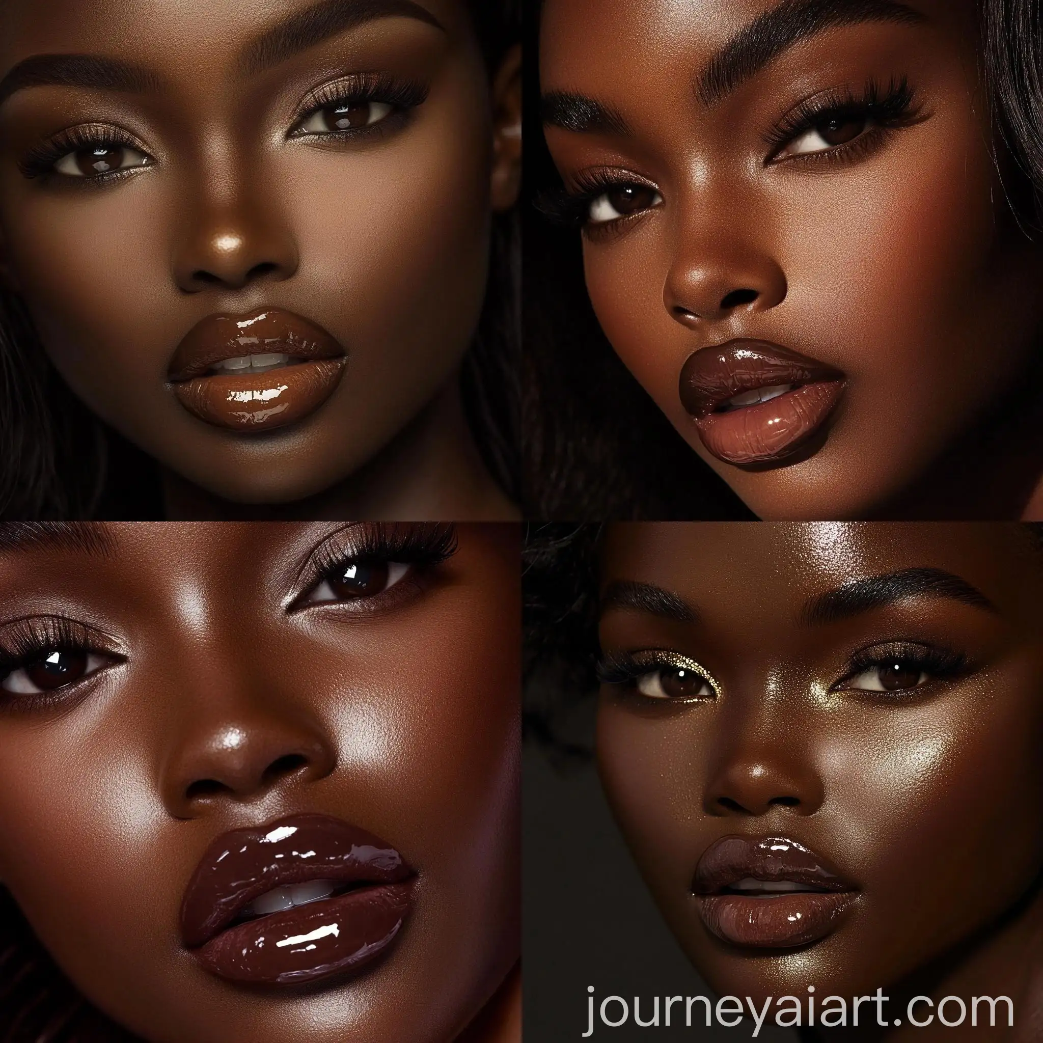 Hyper-Realistic-Mocha-Skinned-Makeup-Model-with-Plump-Glossy-Lips