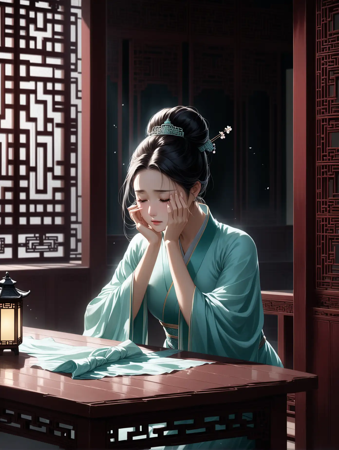 Sorrowful-Woman-in-Ancient-Chinese-Palace