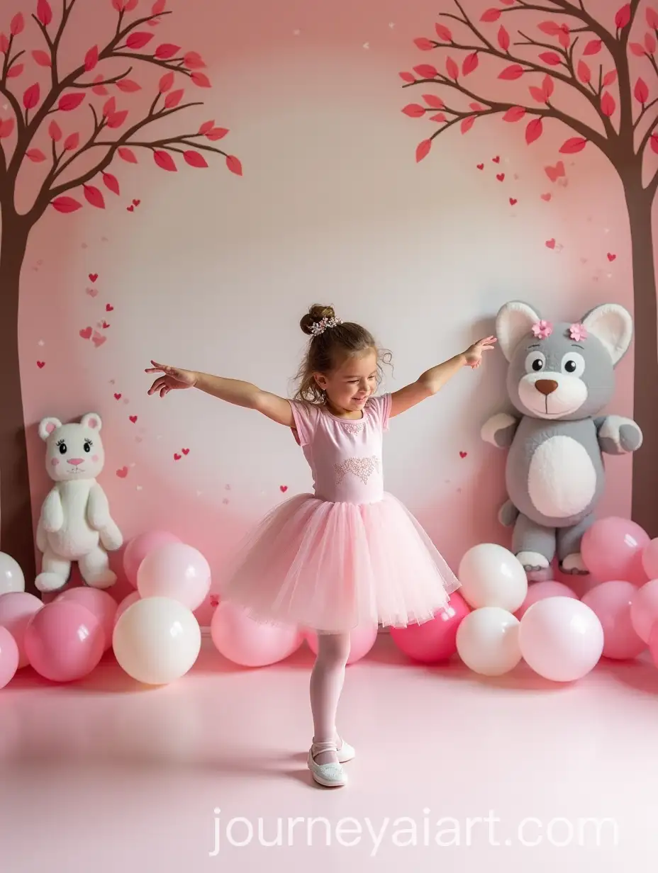 BalletThemed-Photozone-for-6YearOld-Birthday-Girl-Sophia-with-Animals-Balloons-and-Flower-Decorations