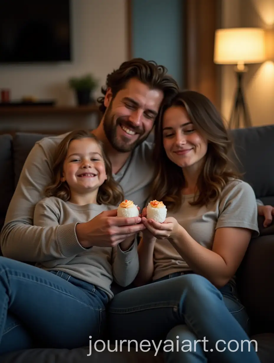 Family-Enjoying-Sushi-Together-in-a-Modern-Living-Room