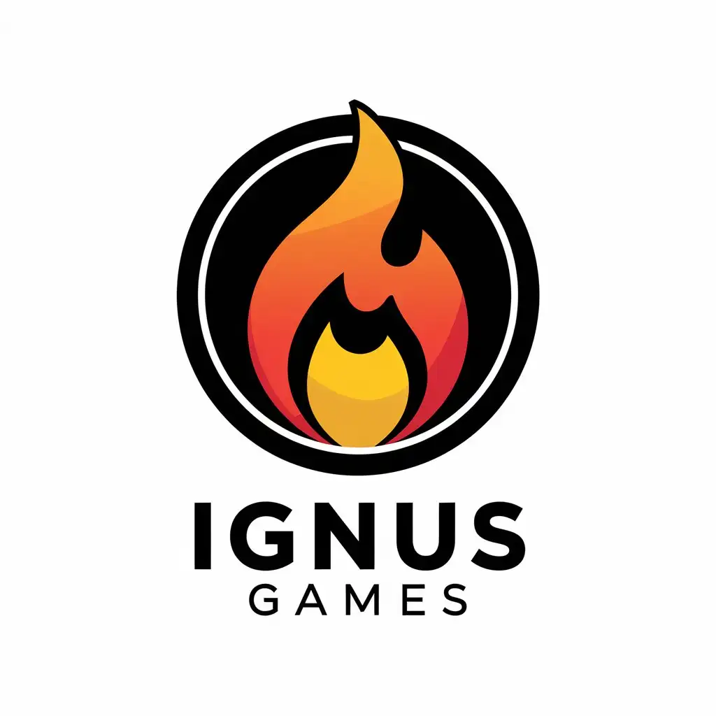 LOGO Design for Ignus Games Flame Inside Round Icon for Technology Industry