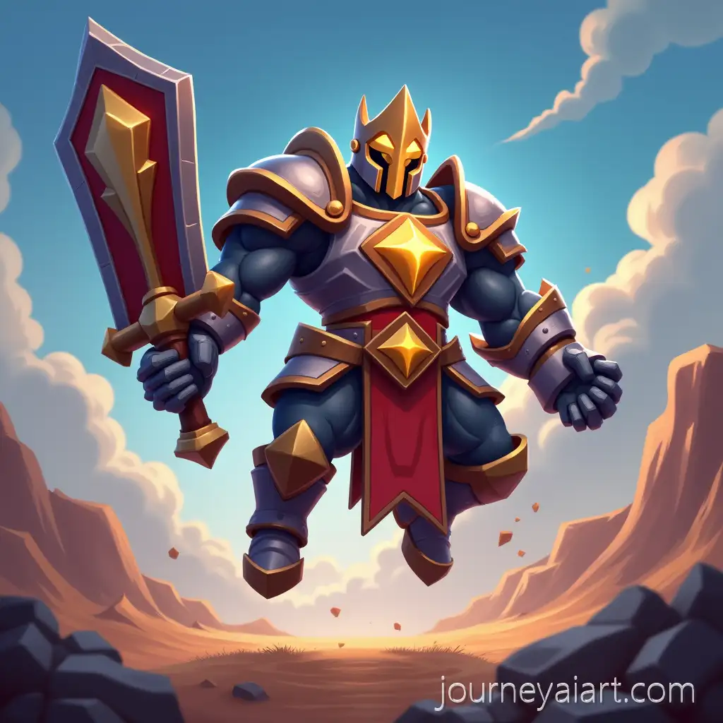 Mega-Knight-Evolution-from-Clash-Royale-Jumping-Toward-IShowSpeed-in-Dynamic-Battle-Scene