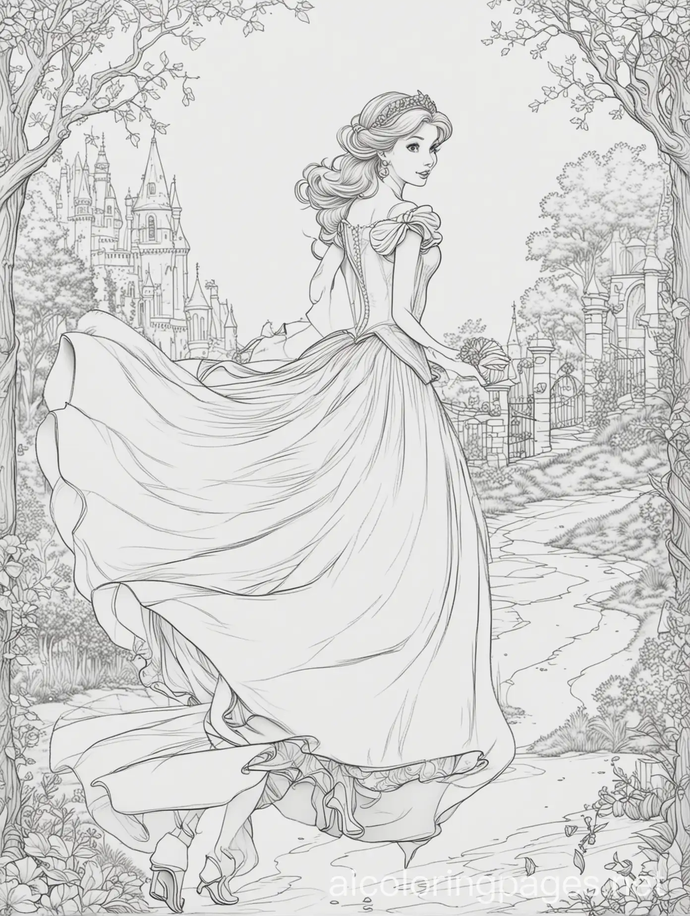 Cinderella-Running-Away-Coloring-Page