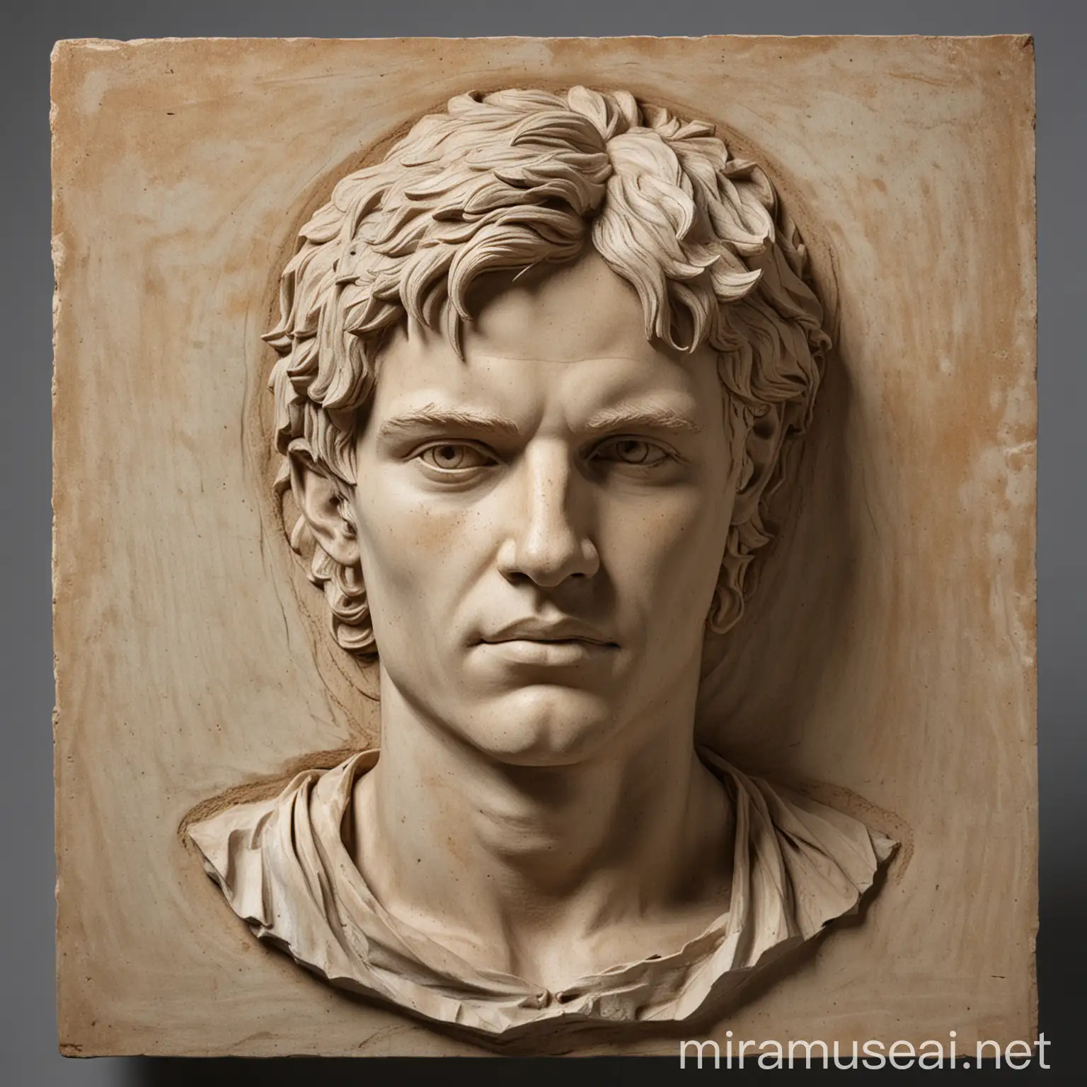 Young Man BasRelief Portrait Facing Forward