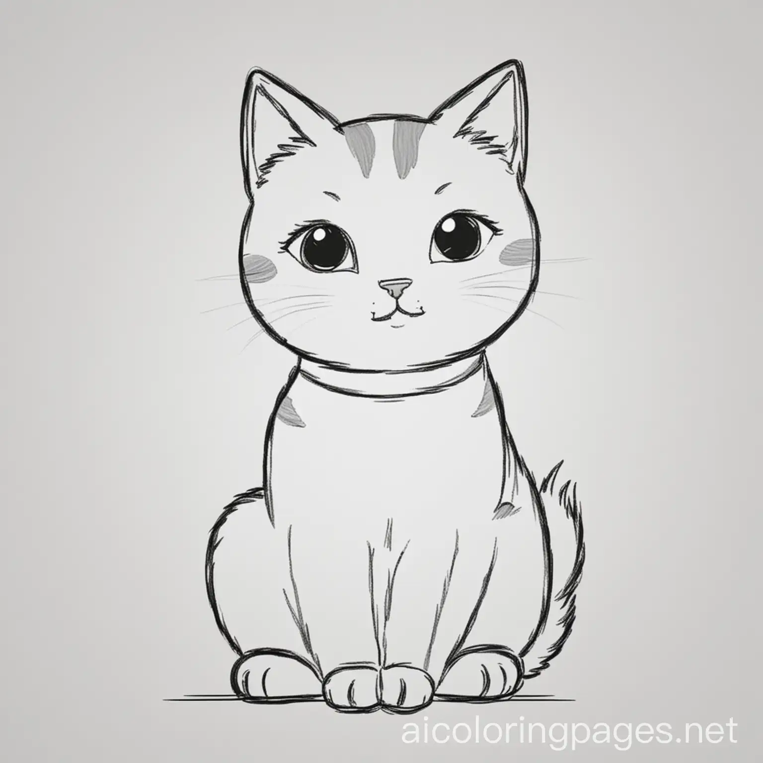 Simple-Cat-Coloring-Page-in-Black-and-White