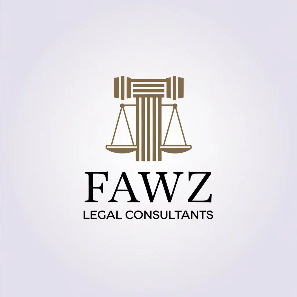 LOGO Design for FAWZ LEGAL CONSULTANTS Minimalistic Vector with Court Hammer Symbol for Legal Industry