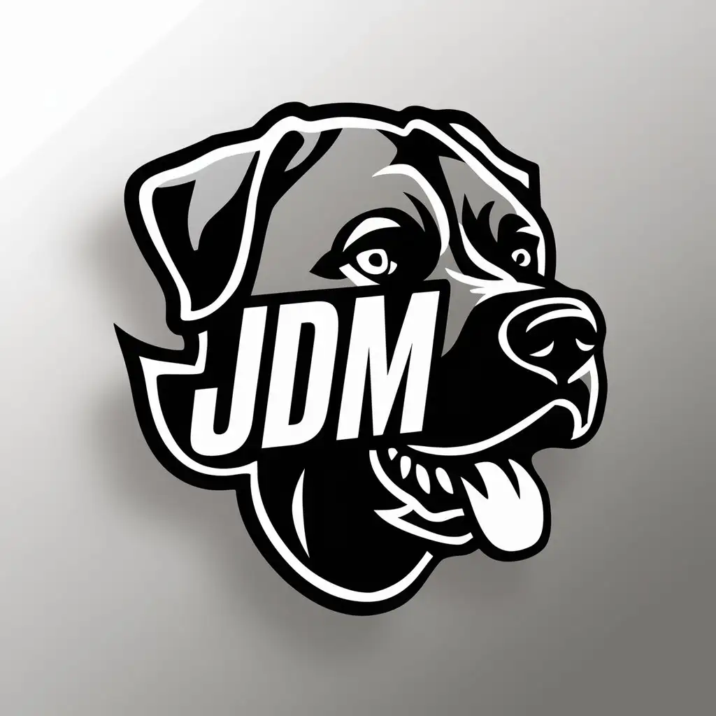 LOGO Design For JDM Rottweiler Head in 3D Black and White