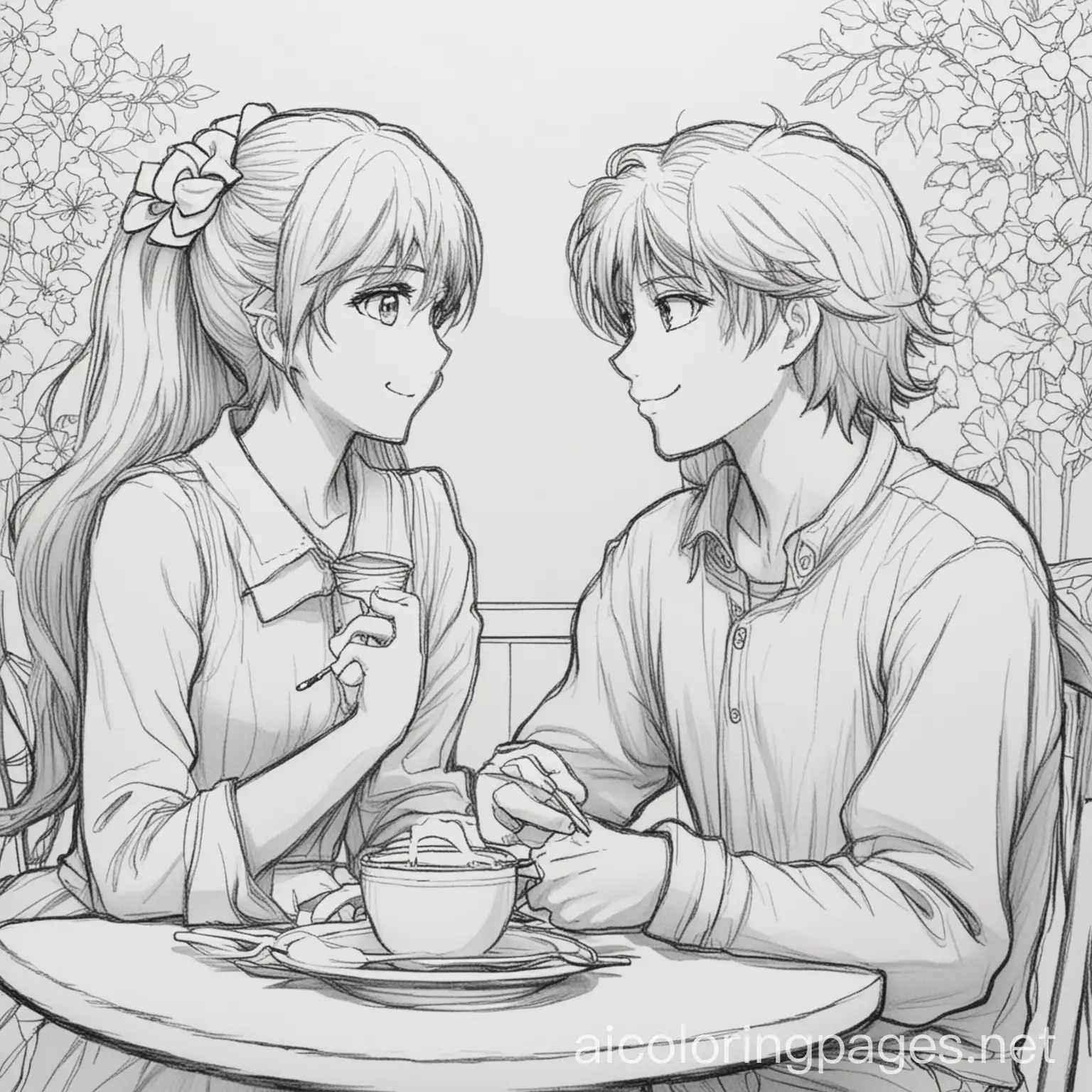 Anime-Couple-Romantic-Date-Coloring-Page