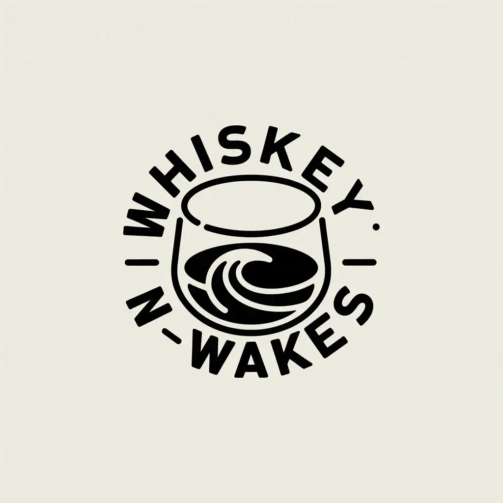 LOGO Design for WHISKEYNWAKES Glass Tumbler Wake Surfing Theme with Clear Background