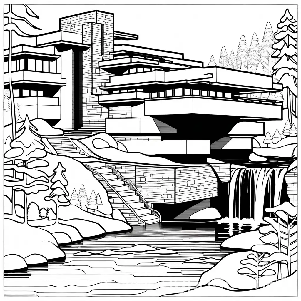 Fallingwater-Museum-on-Snowy-Christmas-Eve-Coloring-Page-for-Kids