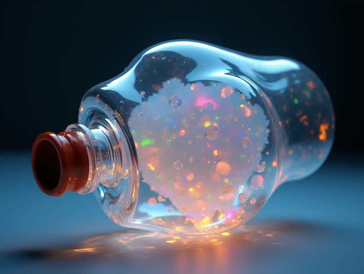 Abstract Photography of an Iridescent Opal Bottle