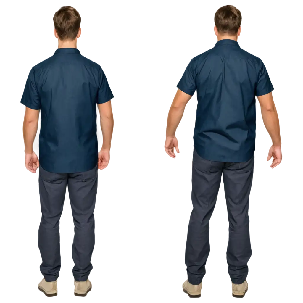 Mens-Work-Shirt-Rear-View-in-Navy-Blue-PNG-HighQuality-Transparent-Image-for-Versatile-Use