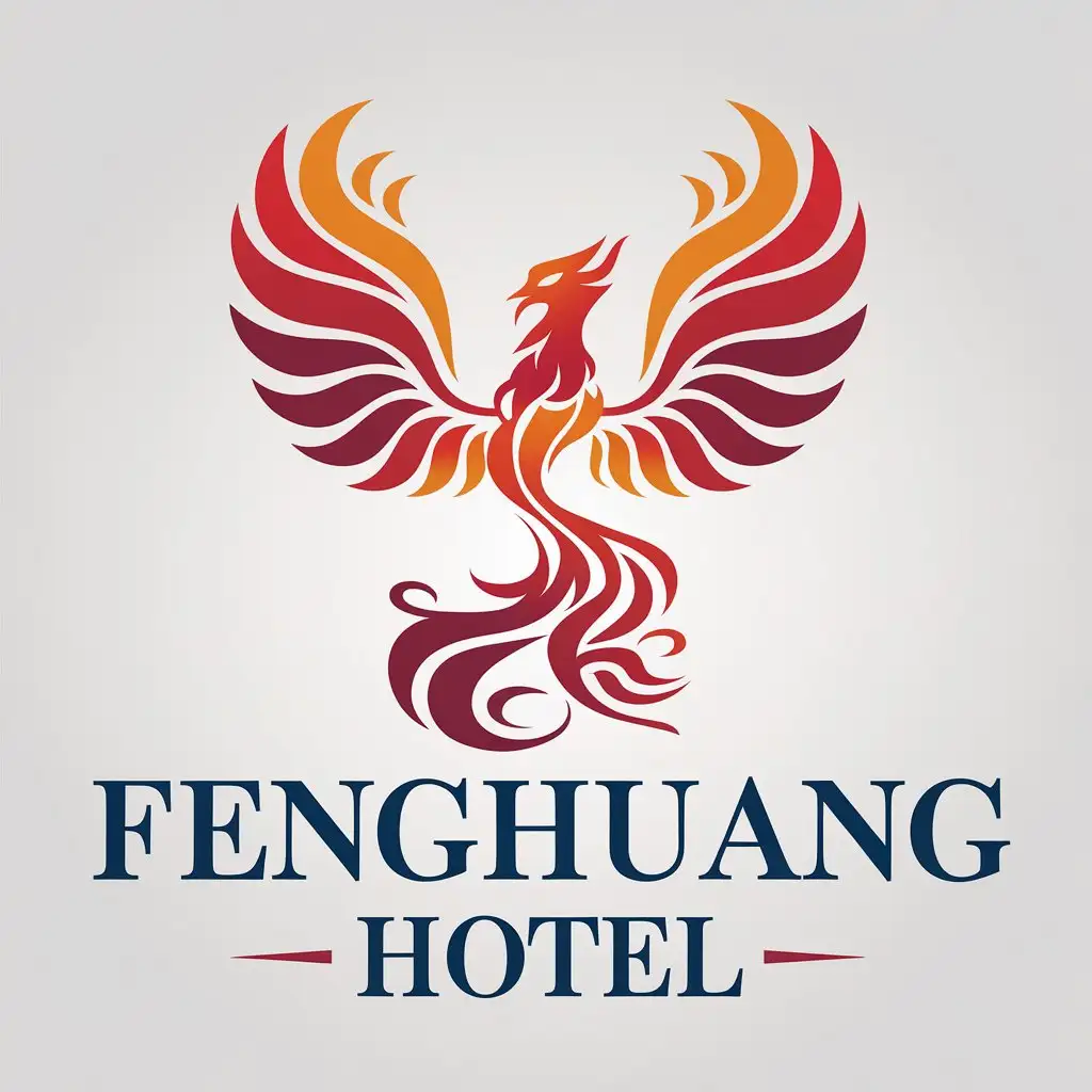 LOGO-Design-For-Fenghuang-Hotel-Phoenix-Symbol-in-Moderate-Style-on-Clear-Background