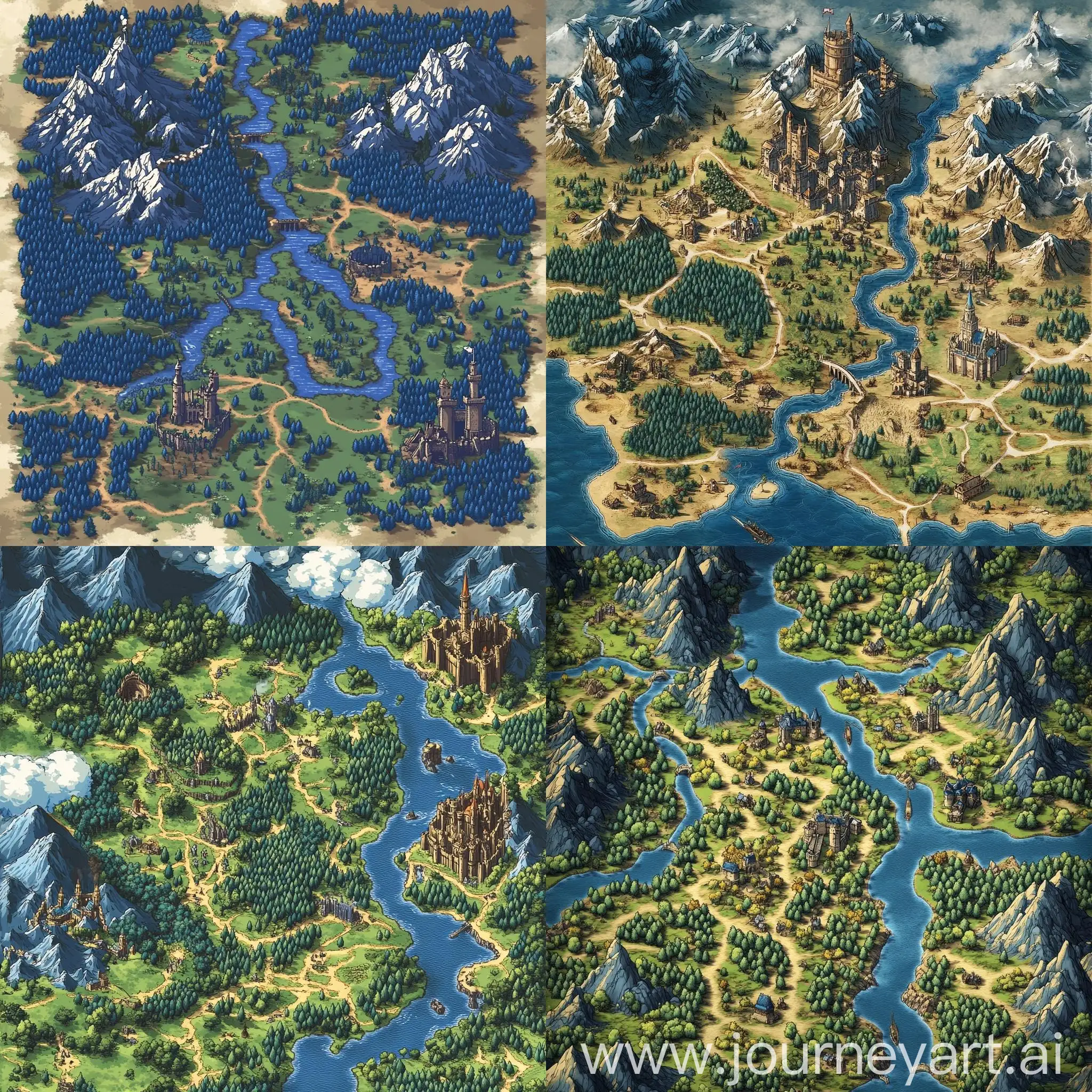 Fantasy-Game-World-Map-with-Blue-Forests-Caves-Mountains-Fields-Castles-Rivers