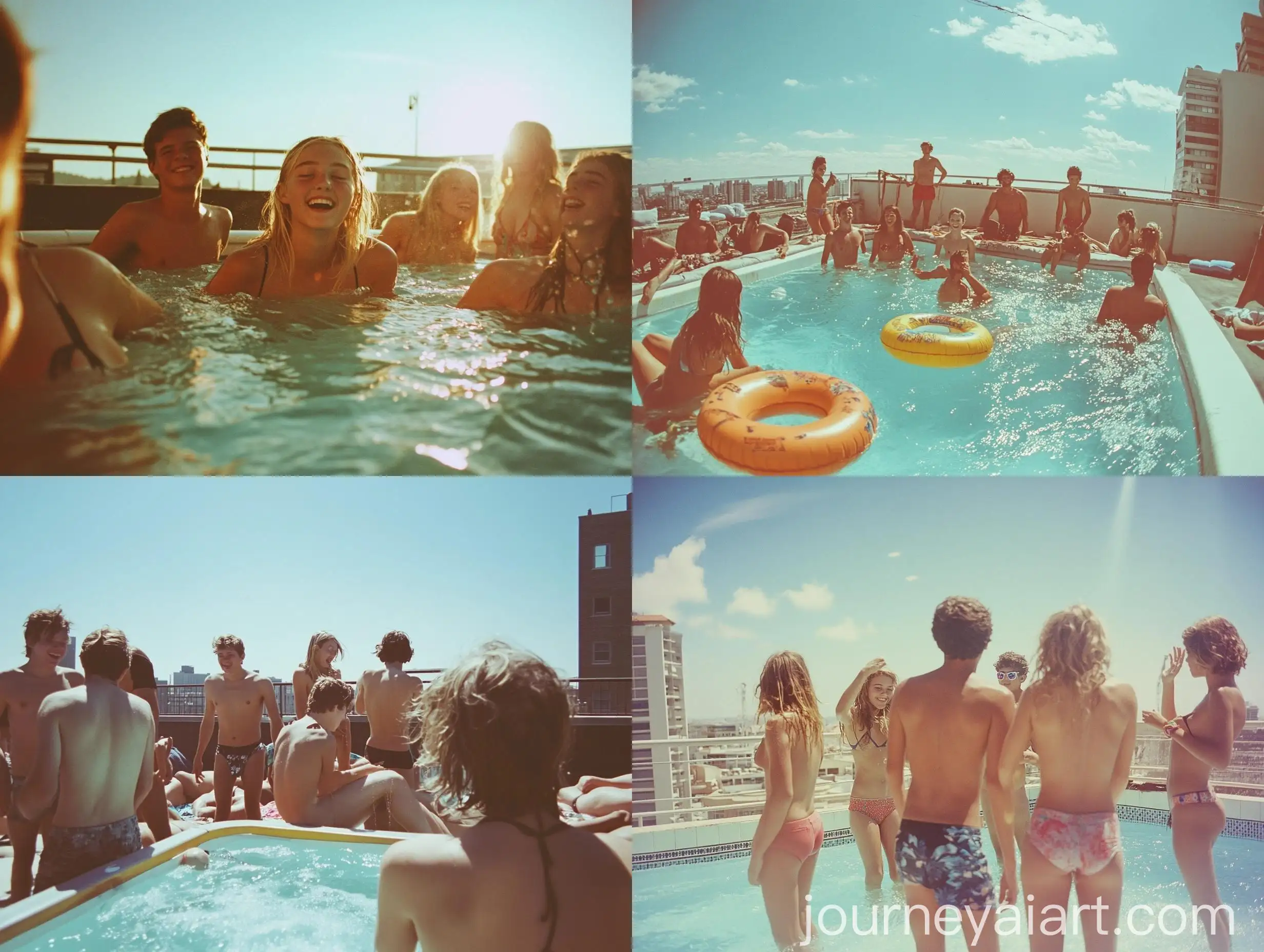 Youthful-Rooftop-Pool-Party-in-Burn-Film-Lomography-Style