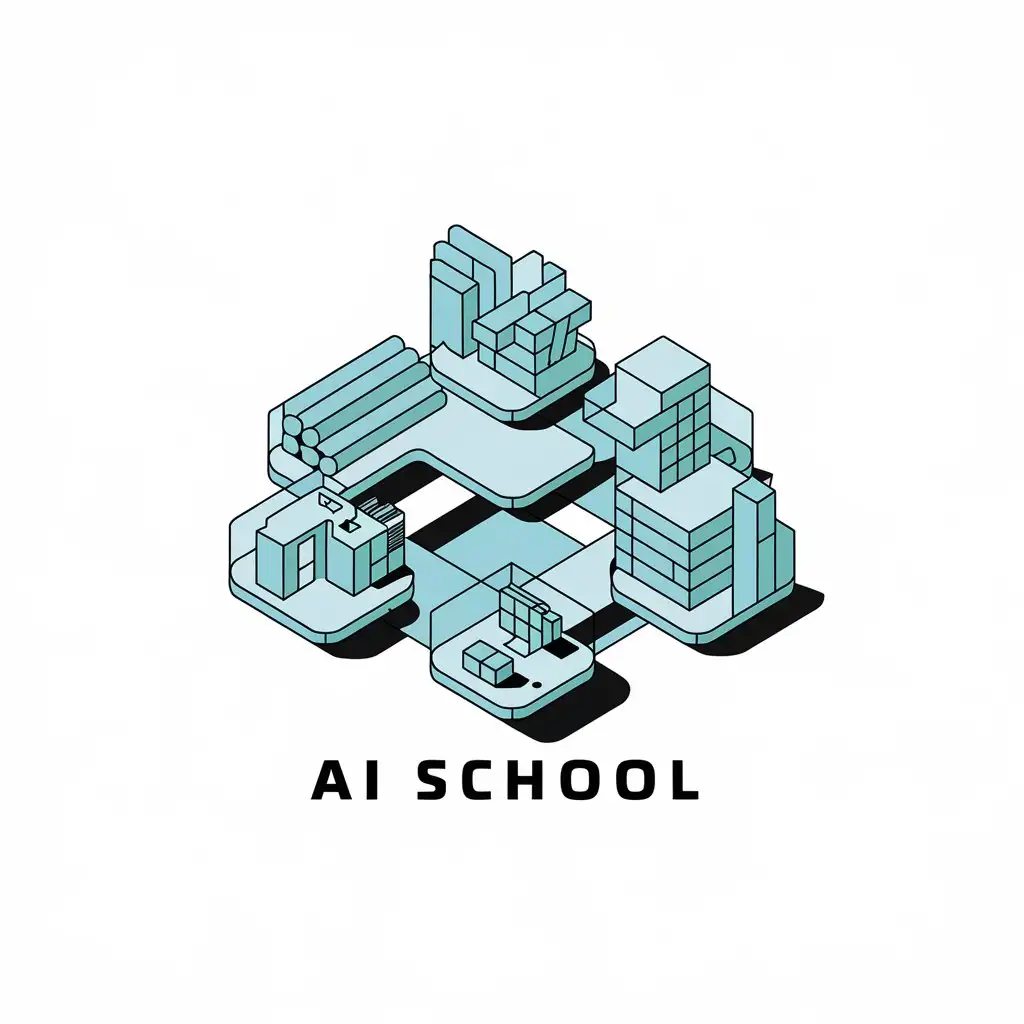 a vector logo design,with the text "AI school", main symbol:innovative campus,complex,be used in Education industry,clear background