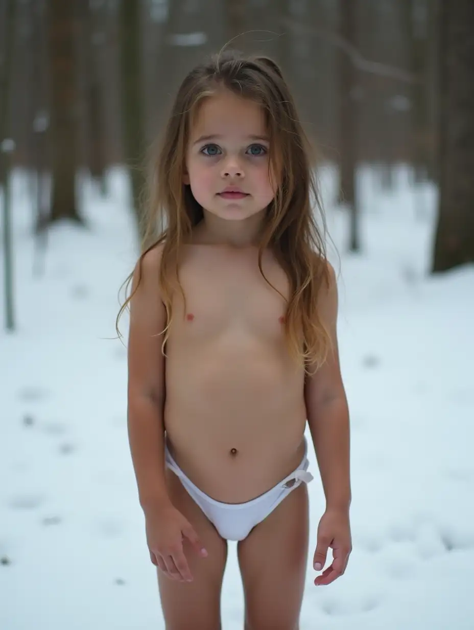 Slender-Girl-Standing-in-Snowy-Forest