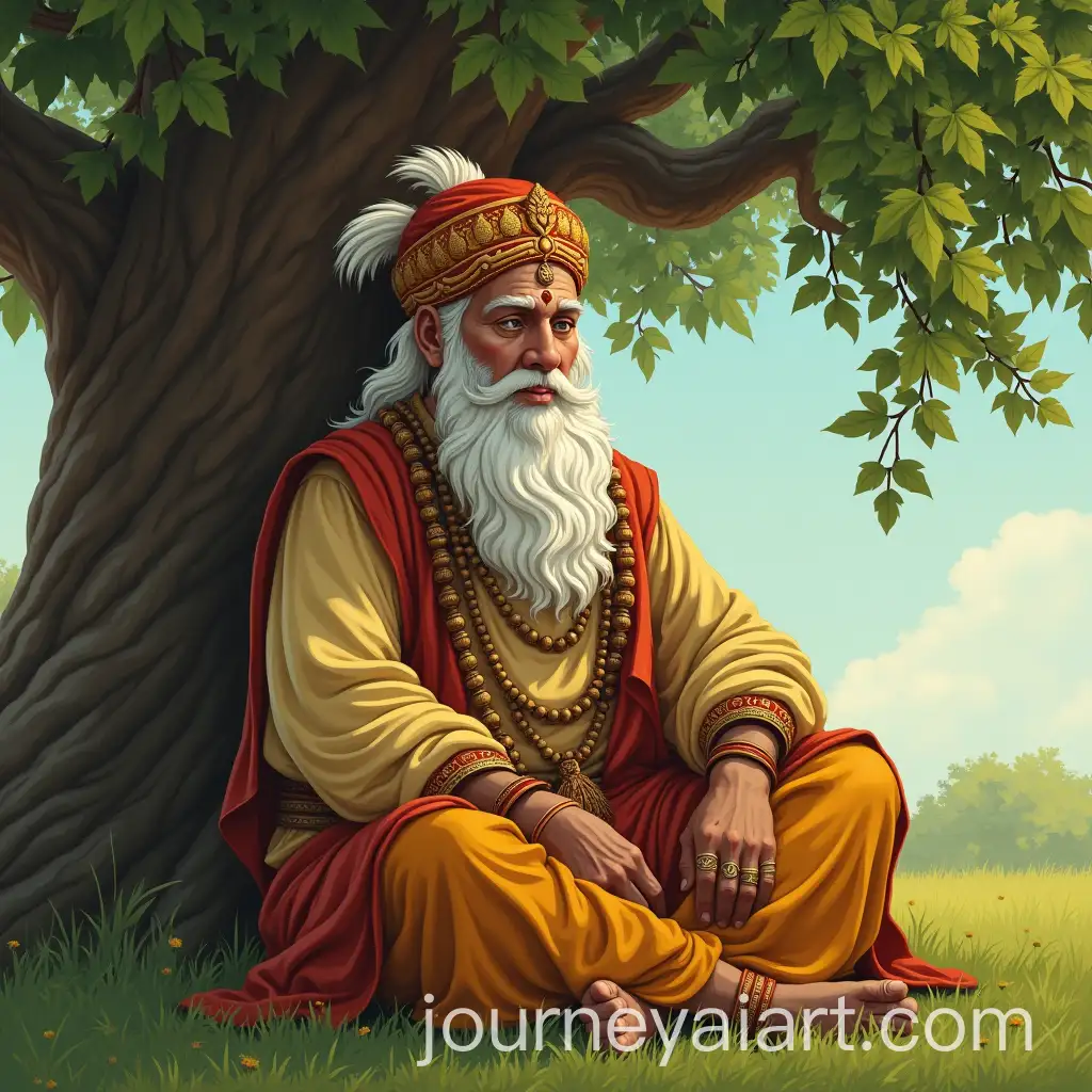 Indian-Sage-Kardama-Meditating-Under-a-Tree-in-Tranquil-Nature