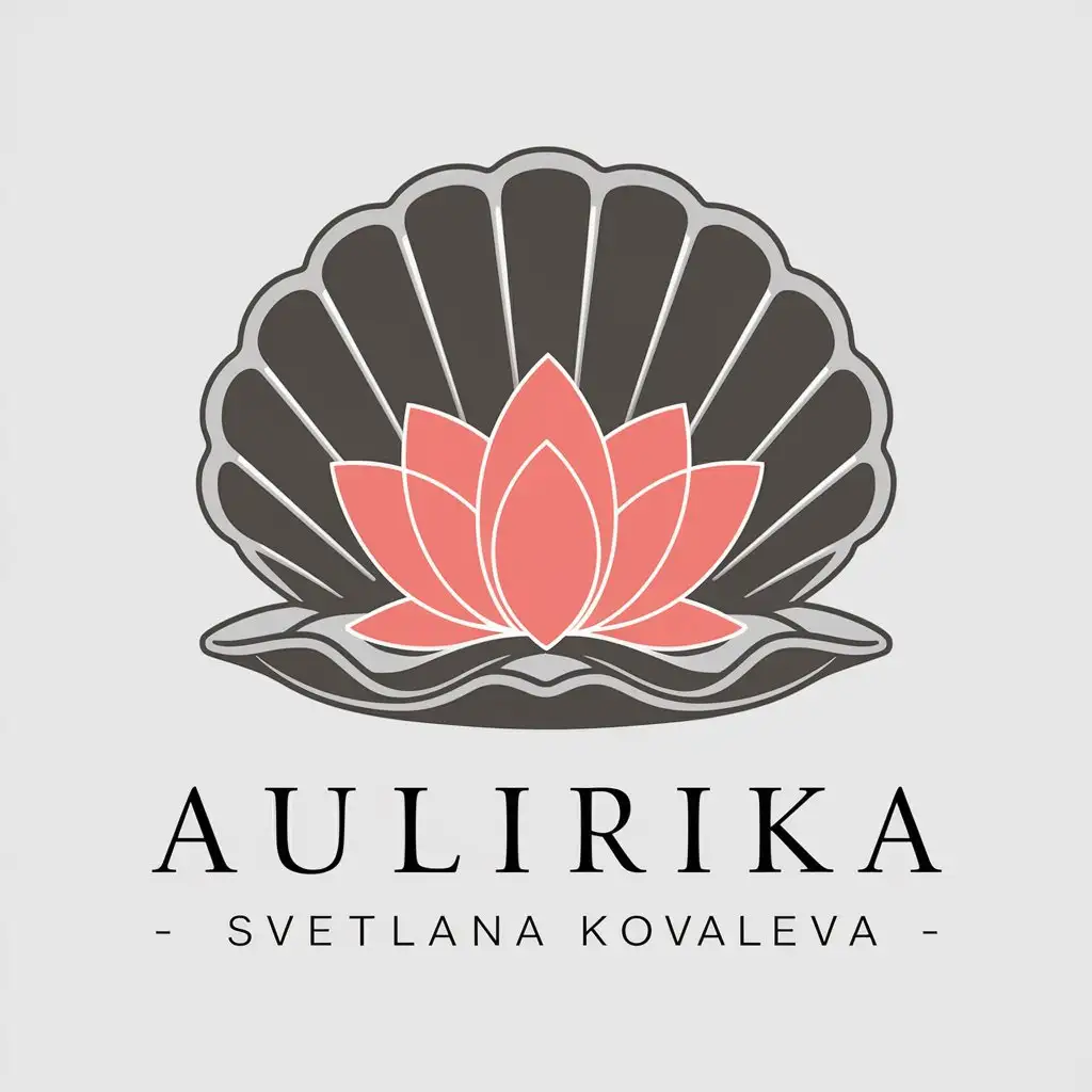 a vector logo design,with the text "AULIRIKA * Svetlana Kovaleva", main symbol:A lotus flower in a large pearly shell,Moderate,be used in Others industry,clear background