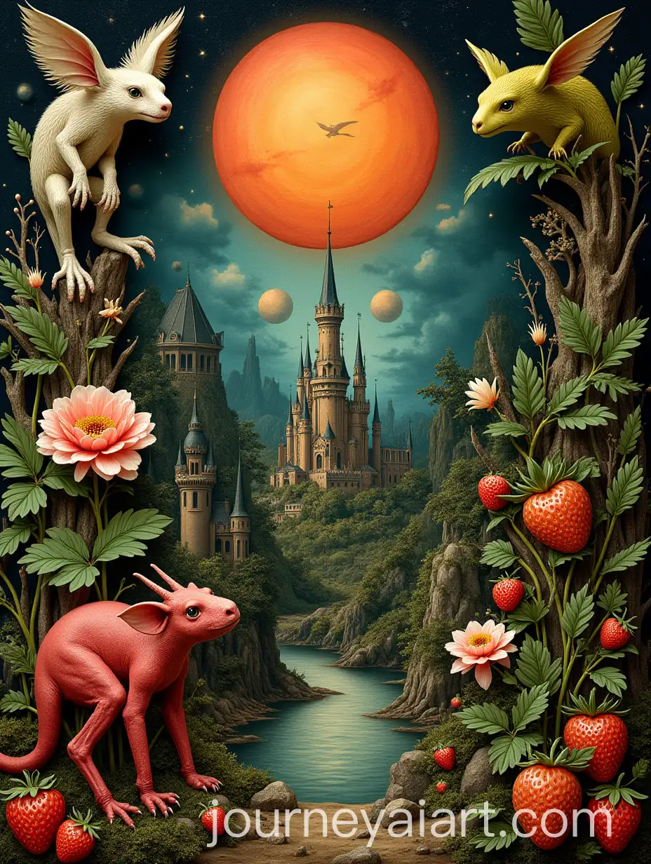 Hieronymus-Bosch-Inspired-Garden-of-Earthly-Delights-Hell-PanelAI-Image-Expansion-with-Exotic-Creatures-and-Organic-Elements