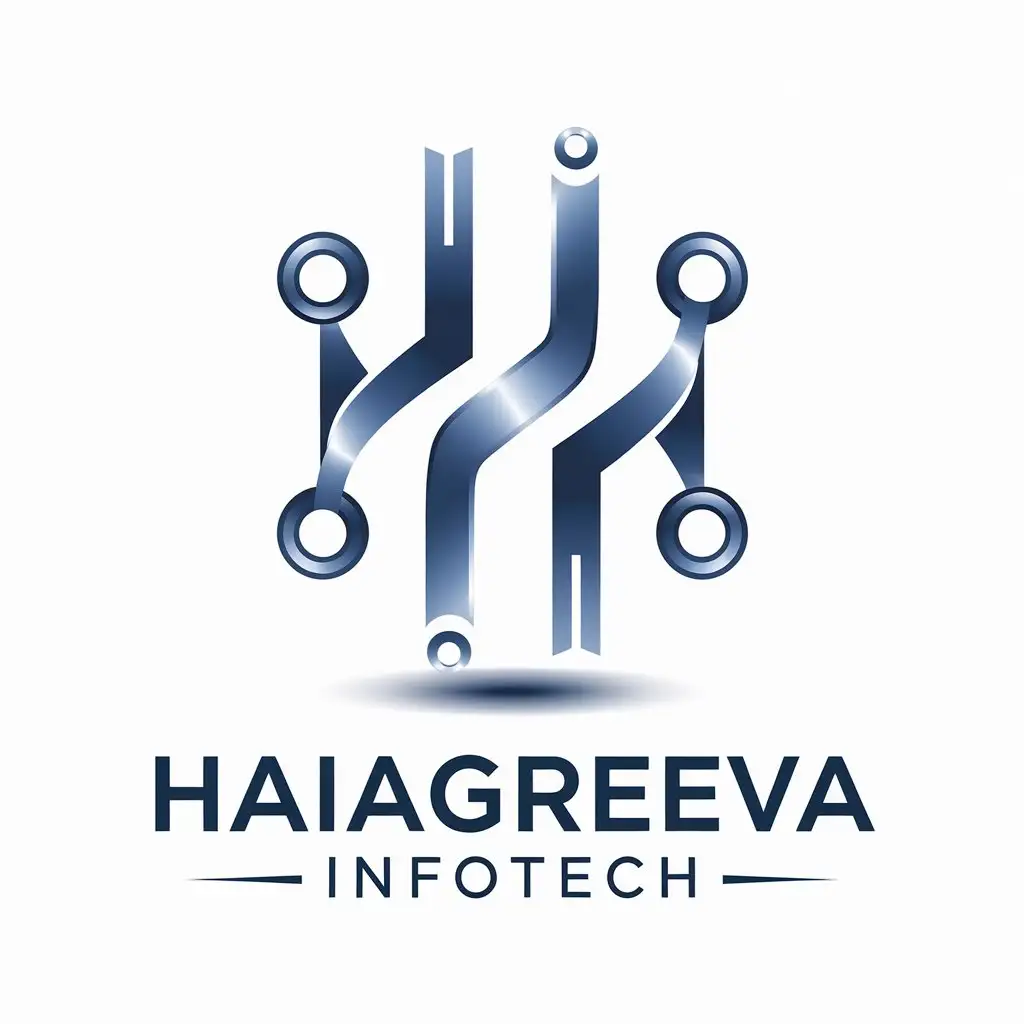 LOGO Design for HAIAGREEVA INFOTECH Sleek Modern Blue Silver Technology Theme