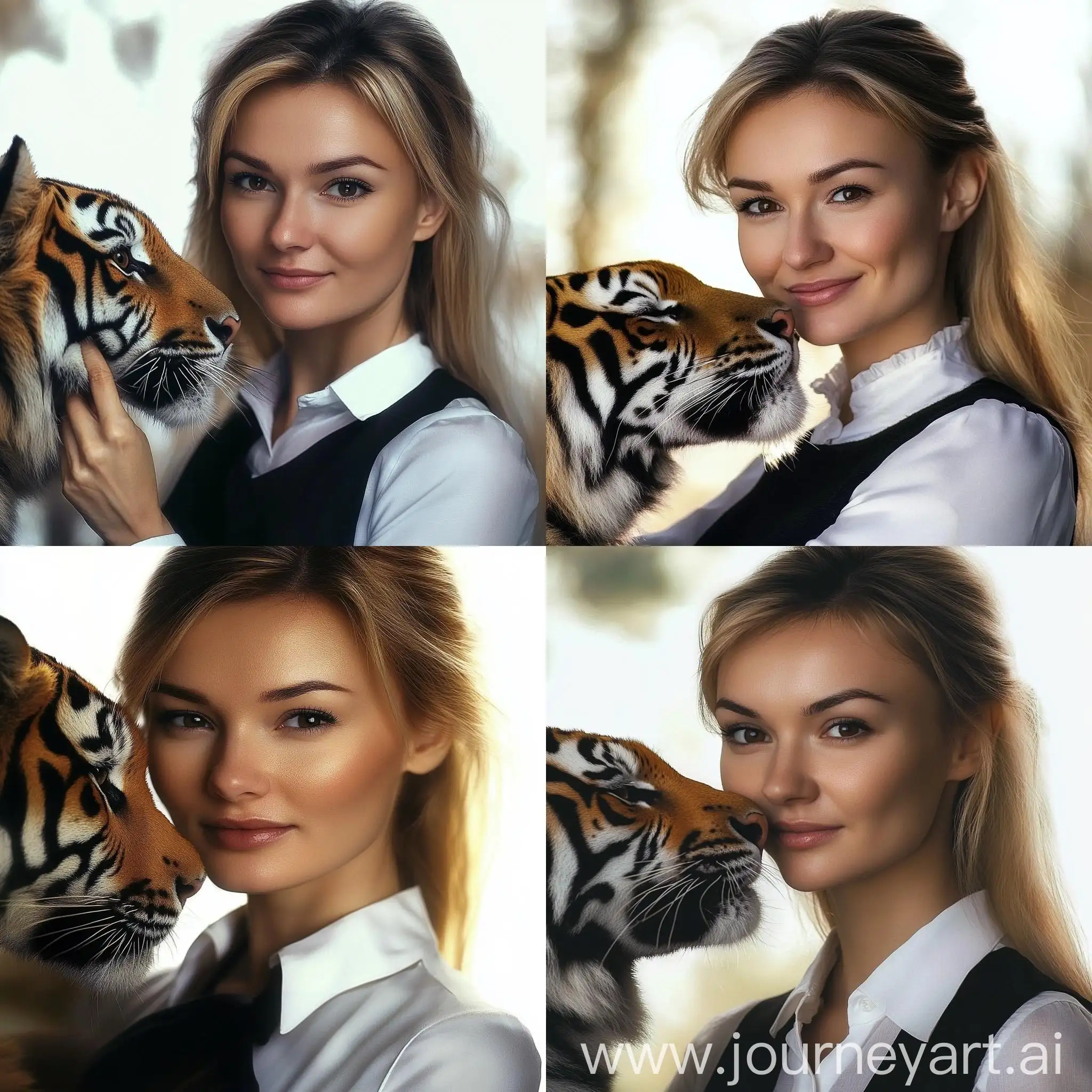 Beautiful-Woman-Feeding-a-Tiger-in-Luxurious-Setting