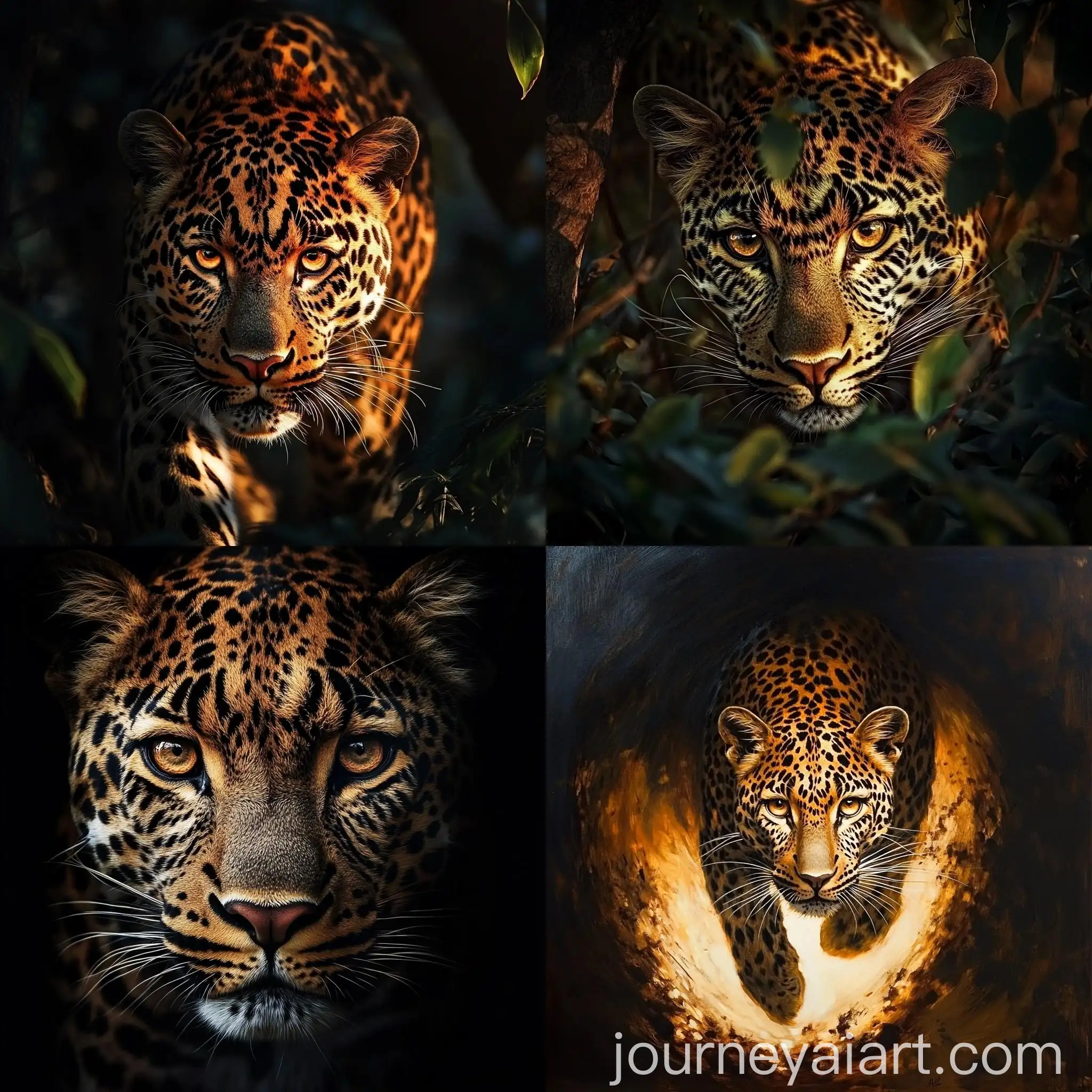 Leopards-Fiery-Gaze-A-Majestic-Feline-in-Dappled-Light