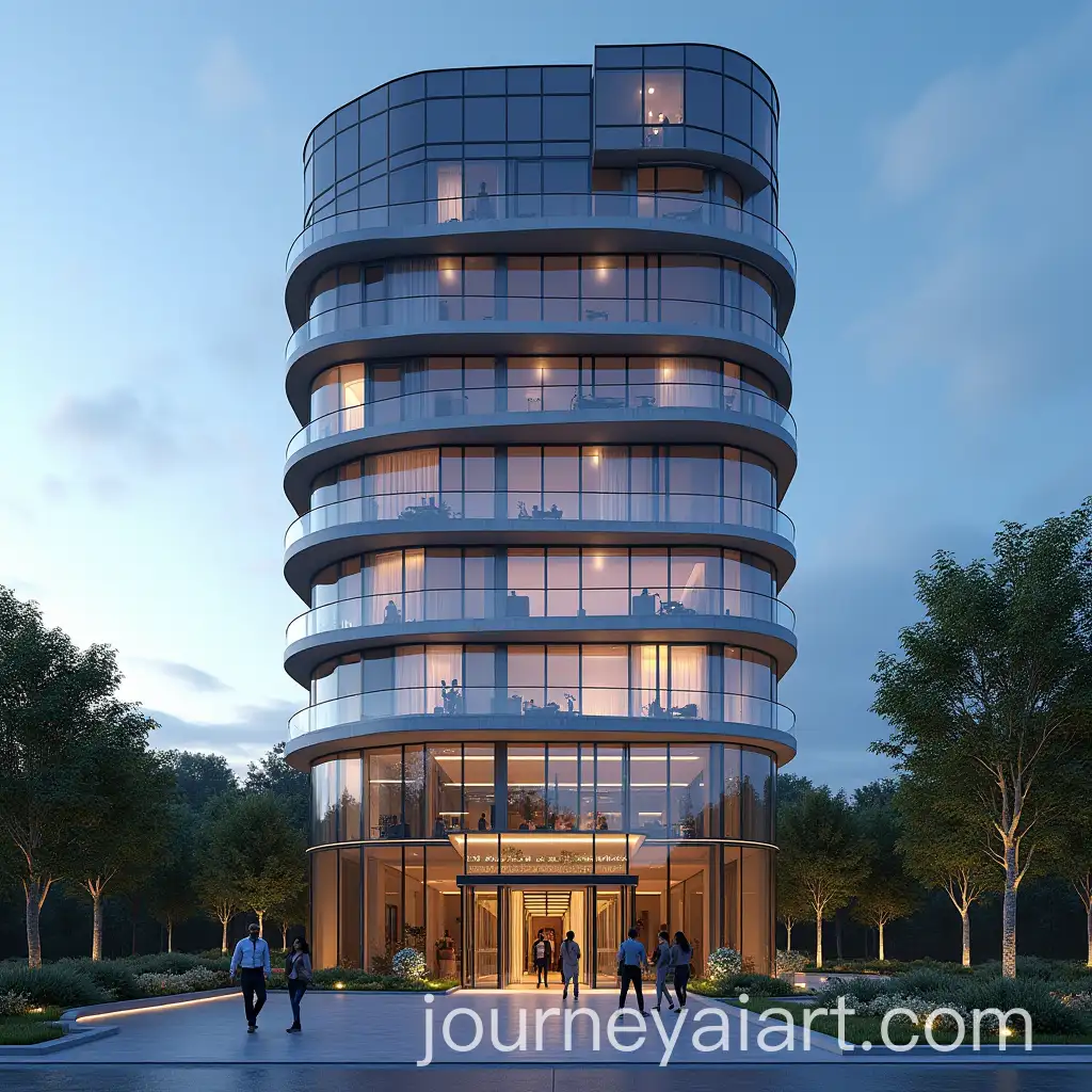 Sleek-Modern-Luxury-HighRise-Building-with-LED-Lighting-and-Business-Professionals