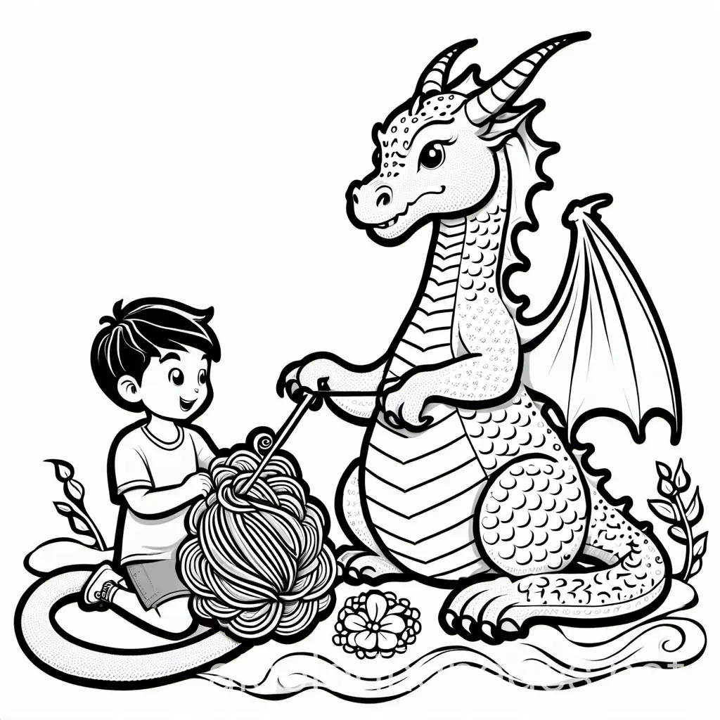 Boy-Learning-Crochet-from-Dragon-Aunt-Coloring-Page