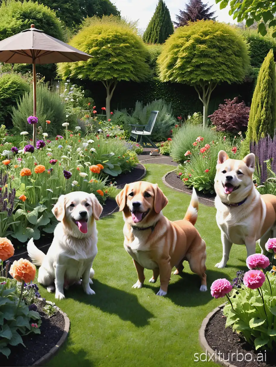 dogs in the garden