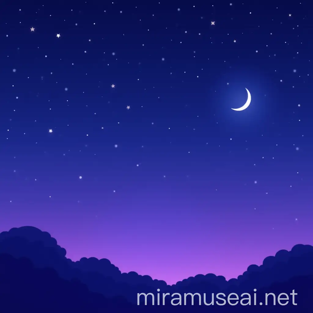 Cartoon Night Sky with Moon and Stars