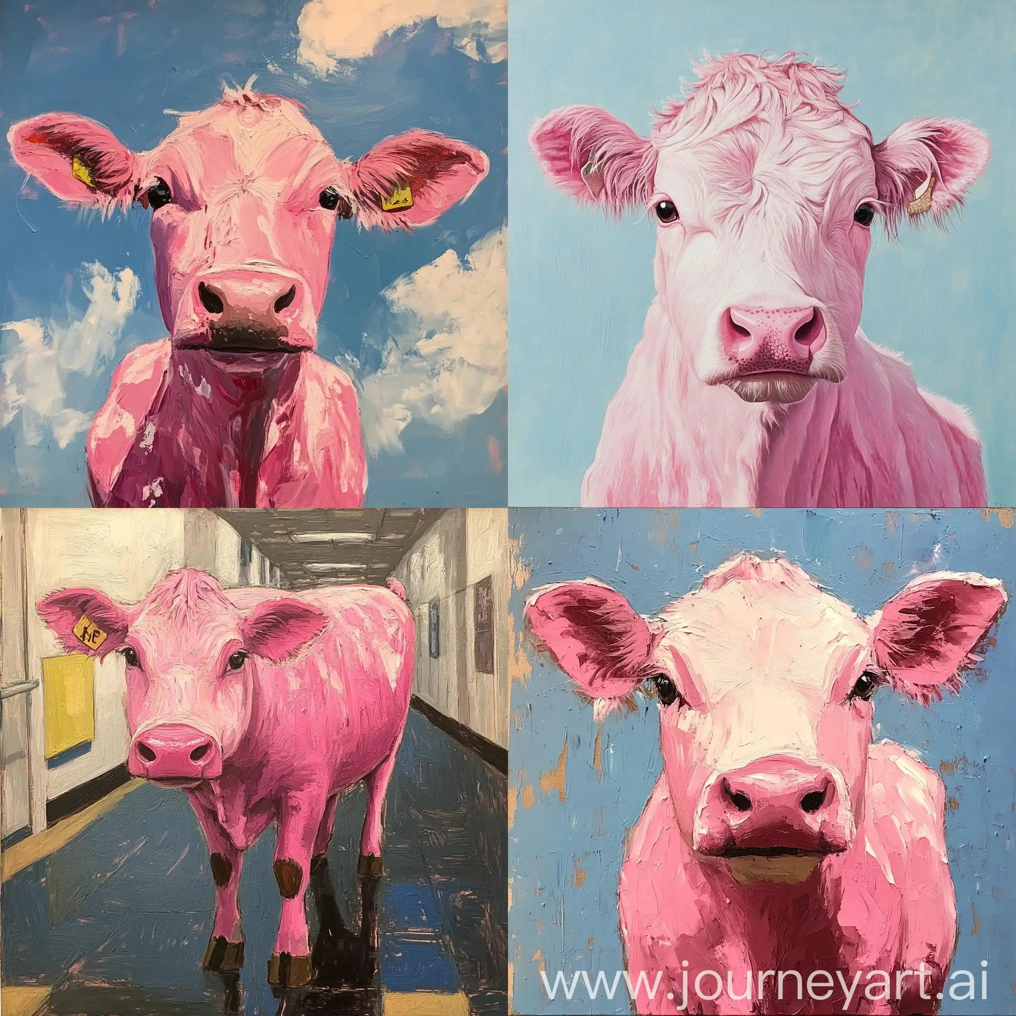 Pink-Cow-in-High-School-Classroom