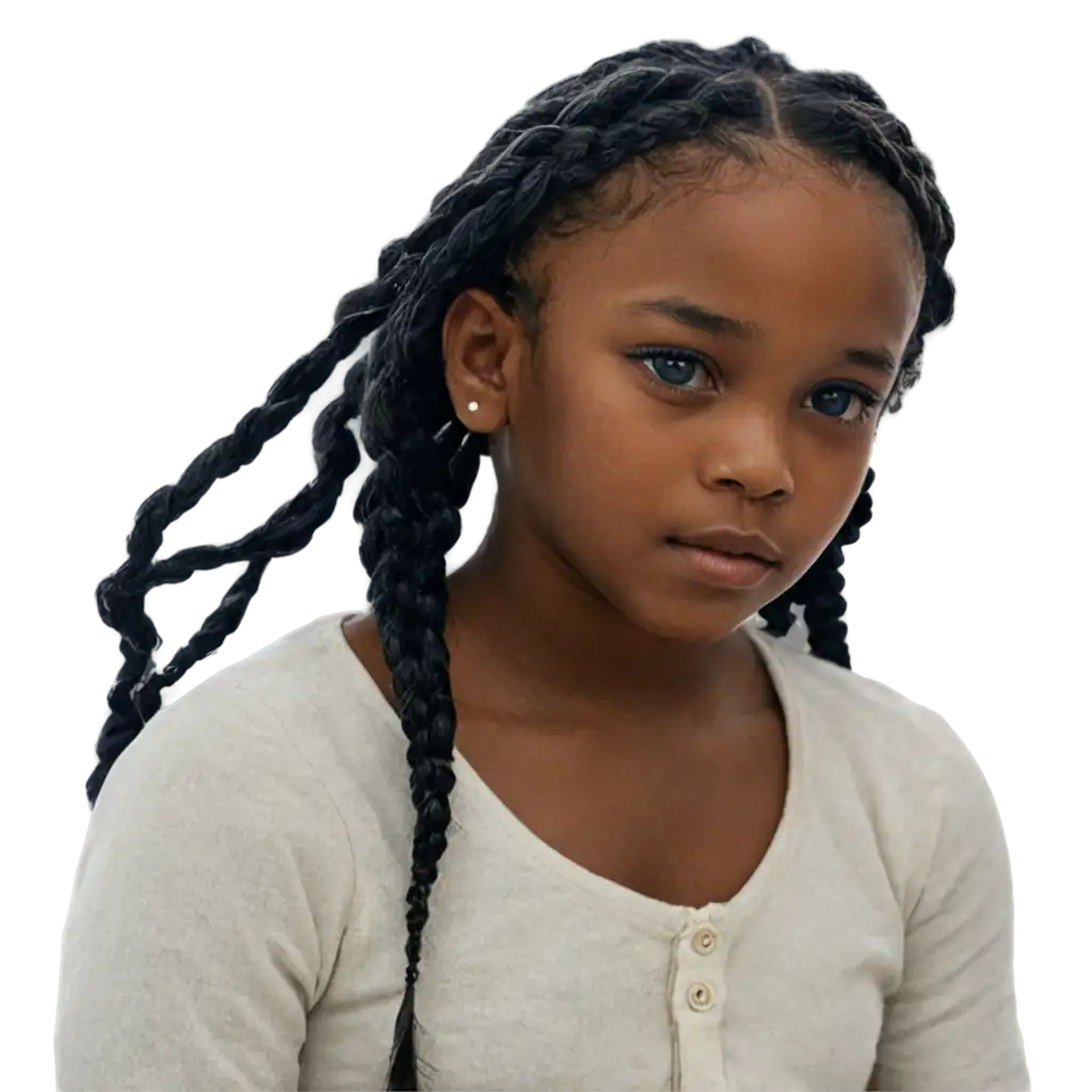 PNG-Image-of-a-Black-Child-with-Braids-Artistic-Portrait-Highlighting-Diversity-and-Culture