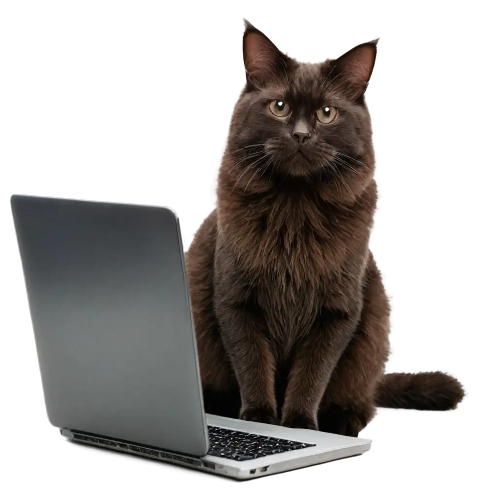 PNG-Image-of-Cat-on-Computer-Adorable-Feline-Working-on-Laptop