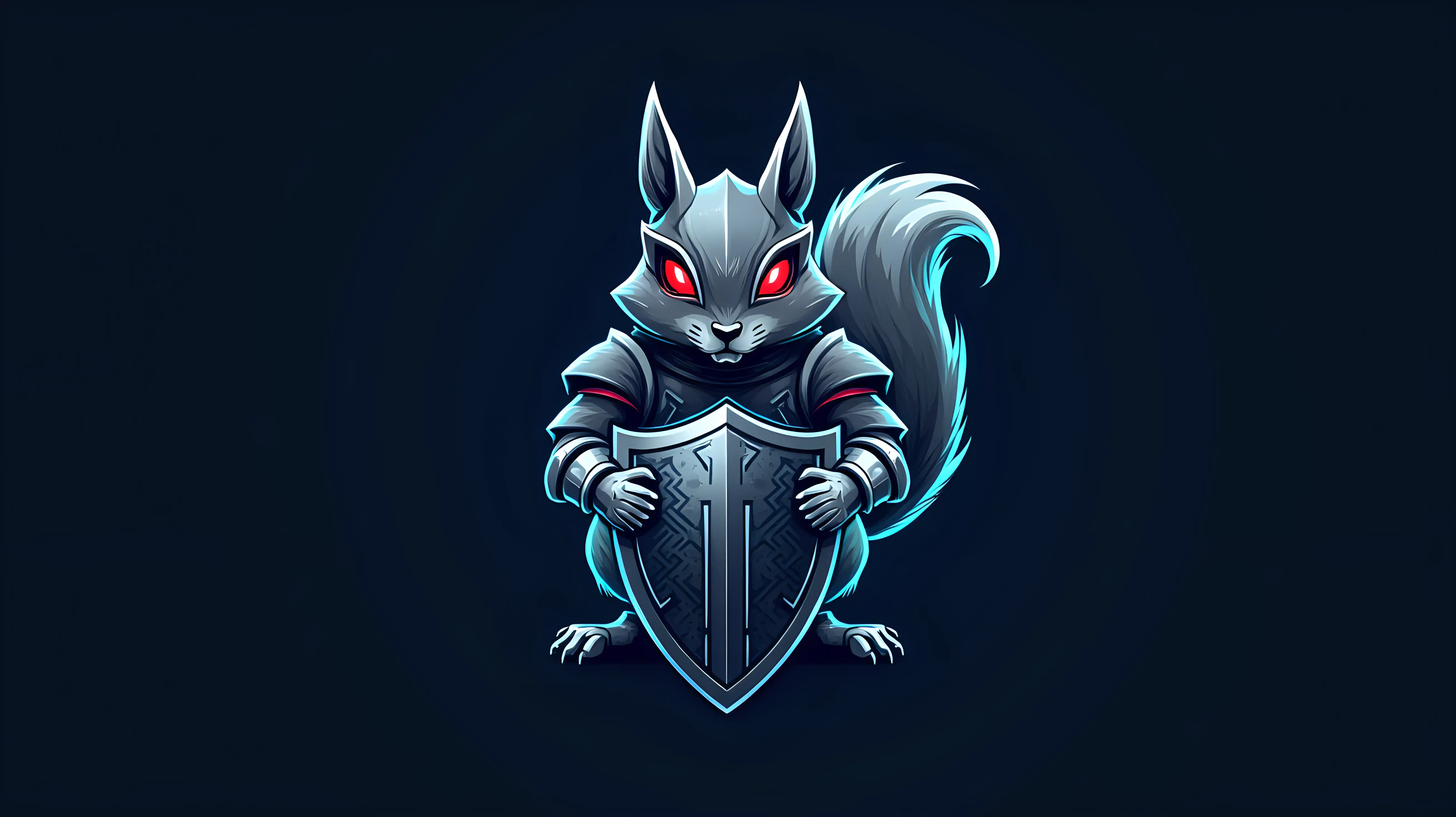 Futuristic-Cybernetic-Squirrel-Knight-Logo-with-Glowing-Armor-and-Shield