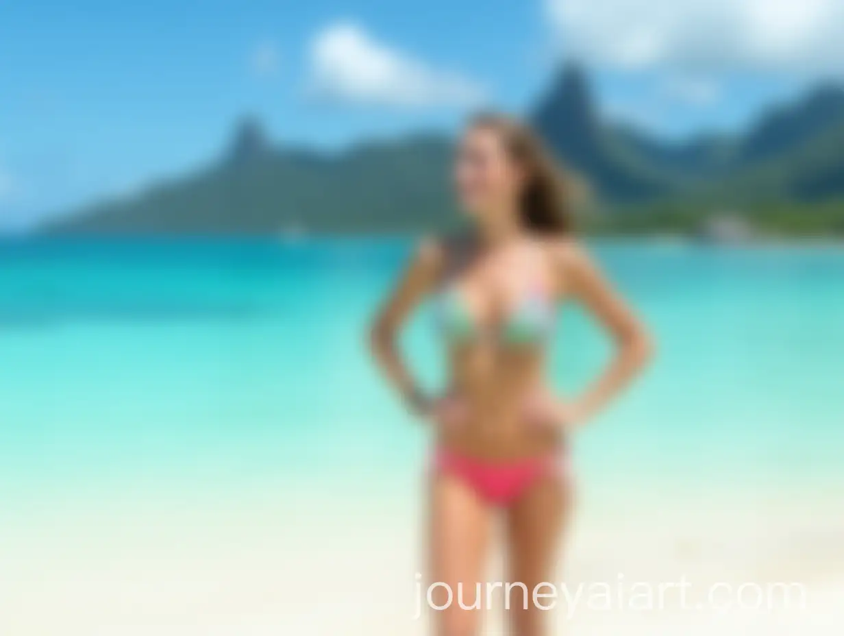 Young-Woman-in-Vibrant-Bikini-on-Pristine-Bora-Bora-Beach