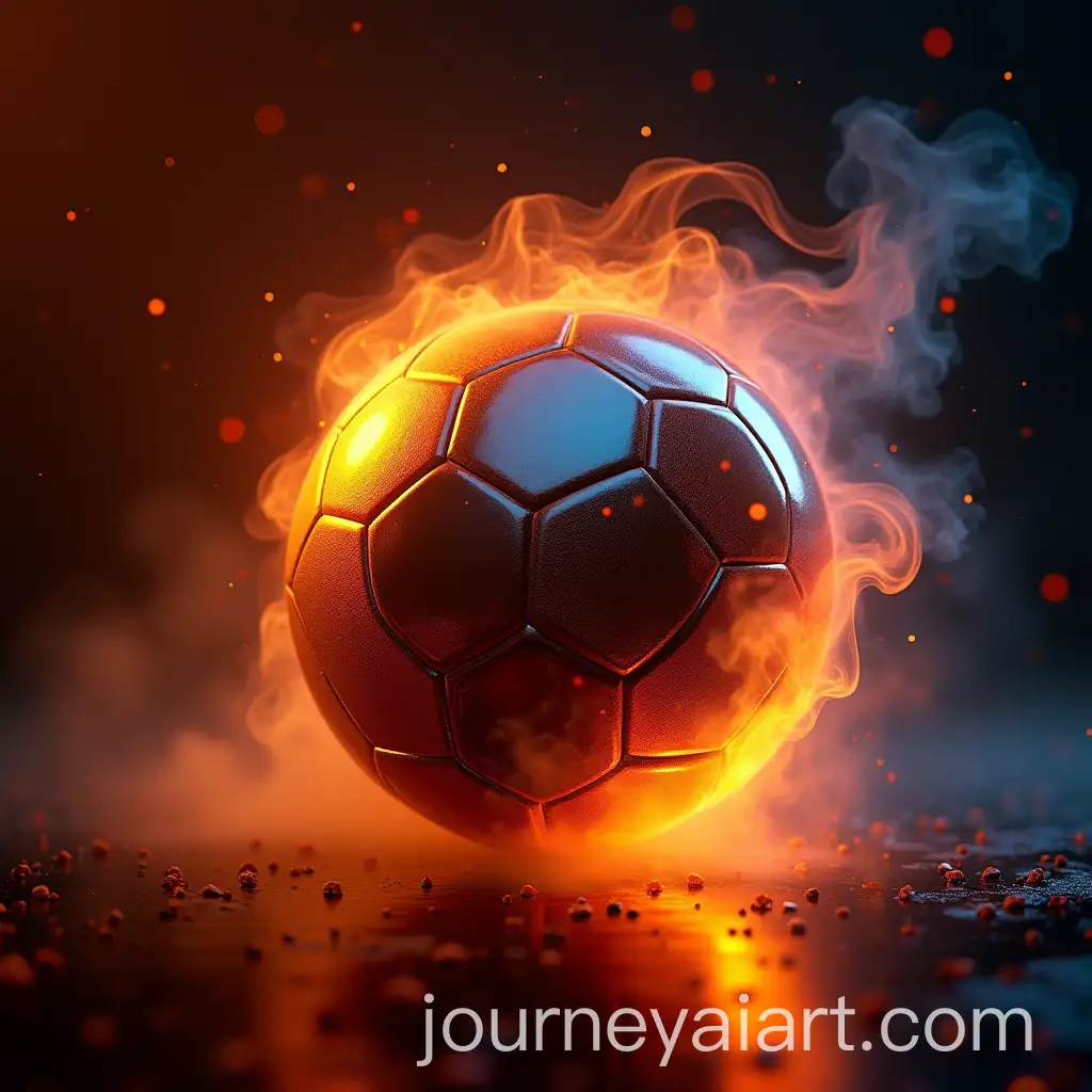 Chrome-Football-Surrounded-by-Flames-and-Ethereal-Smoke