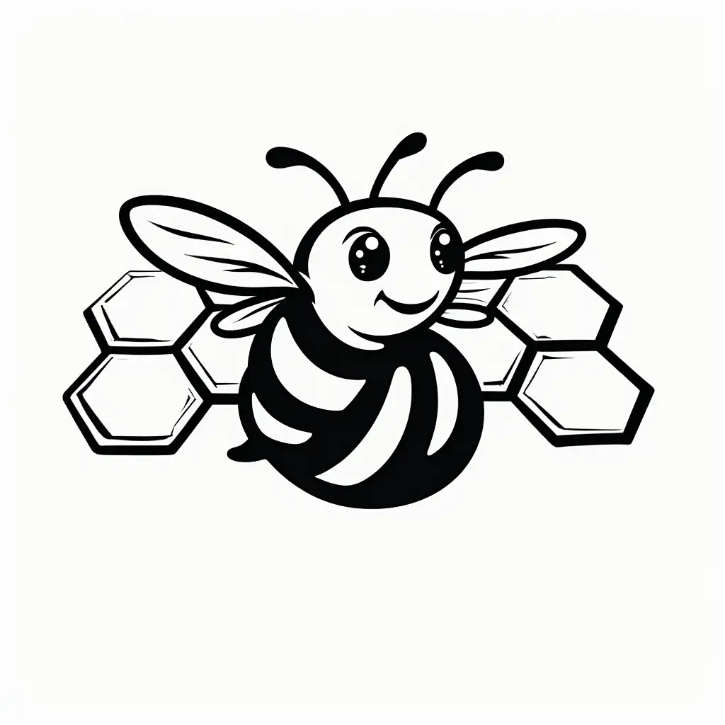 Cartoon-Bee-in-Honeycomb-Outline-Designed-as-Sports-Team-Logo